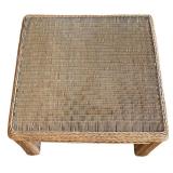 K - Wicker Living Room Set with Removable Cushions and Glass-Topped Tables