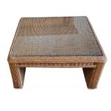 K - Wicker Living Room Set with Removable Cushions and Glass-Topped Tables