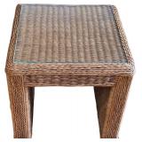 K - Wicker Living Room Set with Removable Cushions and Glass-Topped Tables