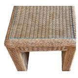 K - Wicker Living Room Set with Removable Cushions and Glass-Topped Tables