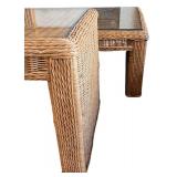 K - Wicker Living Room Set with Removable Cushions and Glass-Topped Tables