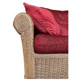 K - Wicker Living Room Set with Removable Cushions and Glass-Topped Tables