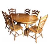 DR - Virginia House Oak Dining Table with 2 Leaves and 6 Chairs
