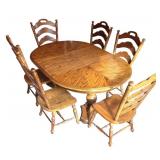 DR - Virginia House Oak Dining Table with 2 Leaves and 6 Chairs