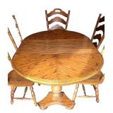 DR - Virginia House Oak Dining Table with 2 Leaves and 6 Chairs
