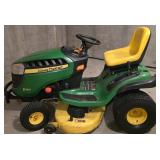 LL-G - John Deere D130 Riding Lawn Tractor with Trailer and 45 in Tiller Attachment