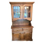 DR - Vintage Virginia House 2 Piece Oak China Cabinet with Glass Doors