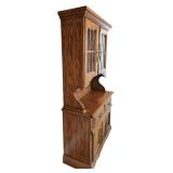 DR - Vintage Virginia House 2 Piece Oak China Cabinet with Glass Doors
