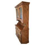 DR - Vintage Virginia House 2 Piece Oak China Cabinet with Glass Doors