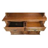 DR - Vintage Virginia House 2 Piece Oak China Cabinet with Glass Doors