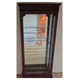 ML-H - Tall Mahogany Glass Display Curio Cabinet with Lights