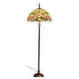 MBR - Tiffany Style Stained Glass Floor Lamp with Floral Shade