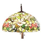 MBR - Tiffany Style Stained Glass Floor Lamp with Floral Shade