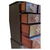 MBR - Tall Mahogany Vintage 9-Drawer Chest with Brass Handles