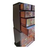 MBR - Tall Mahogany Vintage 9-Drawer Chest with Brass Handles