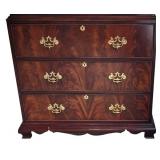 MBR - Tall Mahogany Vintage 9-Drawer Chest with Brass Handles