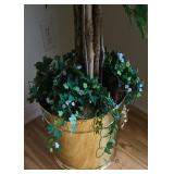 LR - 8-Foot Artificial Ficus Tree in Brass Tone Planter