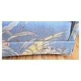 LR - Upholstered Sofa with Blue Bird and Floral Pattern and Pillows