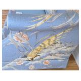 LR - Upholstered Sofa with Blue Bird and Floral Pattern and Pillows