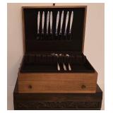 P - Vintage 1847 Rogers Bros IS Flatware Set for 20 with Coordinating Serving Utensils in Two Storage Chests