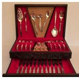 P - Vintage 1847 Rogers Bros IS Flatware Set for 20 with Coordinating Serving Utensils in Two Storage Chests