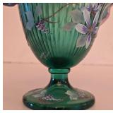 P - Fenton Signed Hand Painted New Century Collection Art Glass Basket 10.5in