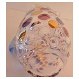 P - Polka Dot Colored Glass Pitcher and 8 Tumblers Set / Borské Sklo - "Nemo" by Max Kannegiesser Pattern / Czech Bohemian Art Glass Countess Collection / Pitcher and Glasses / Coin Dots Gold Mauve P