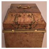 PK - Decorative Vintage-Style Metal Box with Gold Spheres and Faux Flowers