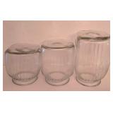 P - Set of 3 Glass Canisters with Pewter Rooster Lids