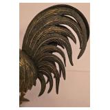 P - Pair of Cast Metal Rooster and Hen Decorative Figurines