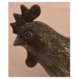 P - Pair of Cast Metal Rooster and Hen Decorative Figurines