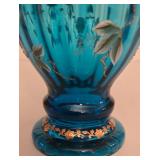 P - Fenton New Century XXI Blue Art Glass Ewer Pitcher Signed