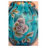 P - Fenton New Century XXI Blue Art Glass Ewer Pitcher Signed