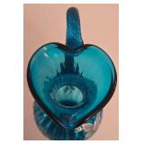 P - Fenton New Century XXI Blue Art Glass Ewer Pitcher Signed