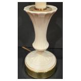 P - Lenox Table Lamp with Shade and Pair of Waterford Lismore 4 Inch Crystal Candle Holders