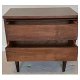 BR2 - Vintage Mid Century Modern Bassett Tavern Walnut Two-Drawer Bedside Table
