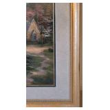 BR2 - Framed Thomas Kinkaid Artwork Featuring Church by Mountain Stream