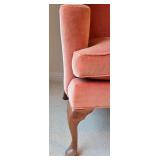 BR2 - Pair of Vintage Southwood Peach Wingback Chairs with Queen Anne Legs