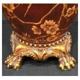 ML-BR2 - Urn Style Porcelain Vase with Decorative Resin Base and Faux Plant Arrangement