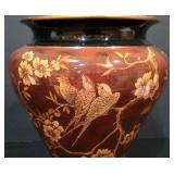 ML-BR2 - Urn Style Porcelain Vase with Decorative Resin Base and Faux Plant Arrangement