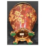 ML-BR2 - Urn Style Porcelain Vase with Decorative Resin Base and Faux Plant Arrangement