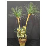 ML-BR2 - Urn Style Porcelain Vase with Decorative Resin Base and Faux Plant Arrangement