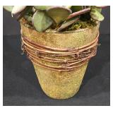 ML-BR2 - Urn Style Porcelain Vase with Decorative Resin Base and Faux Plant Arrangement