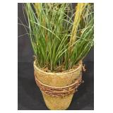 ML-BR2 - Urn Style Porcelain Vase with Decorative Resin Base and Faux Plant Arrangement