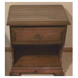 LL-BR4 - Vintage Wooden Nightstand with Drawer and Open Shelf