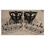 LL-G - Set of 2 Deck Rail Planters and 2 Hanging Metal Planters