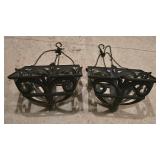 LL-G - Set of 2 Deck Rail Planters and 2 Hanging Metal Planters