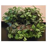 Artificial Ivy Plant in Wicker Basket with Decorative Tall Woven Planter