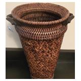 Artificial Ivy Plant in Wicker Basket with Decorative Tall Woven Planter