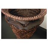 Artificial Ivy Plant in Wicker Basket with Decorative Tall Woven Planter